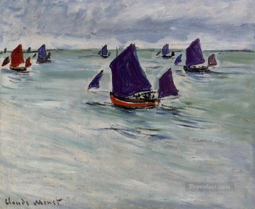  Pesca Arte - Barcos de pesca frente a Pourville Claude Monet